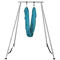 Happybuy Yoga Sling Inversion, 9.6 FT Inversion Yoga Swing Stand 68lbs, 551lbs/250kg Aerial Yoga Frame with 236in/6m Yoga Swing Inversion Sling Body Yoga Bundle Safety Belts