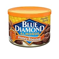 Blue Diamond Almonds Honey Roasted Snack Nuts, 6 Oz Resealable Cans (Pack of 12)