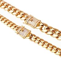 Womens Stainless Steel Necklace Chain, Gold Chain Stainless Steel Men, Cuban Chain Necklace, 8mm Gold Chain Necklace 18-36 Inches
