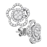 18K White Gold Diamond Convertible Shining Star Dangle Earrings 1.00 Ctw.