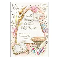 Christian Brands Catholic God's Blessings on Your Baby's Baptism - Baby Baptism Card (Pack of 12)
