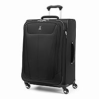 Travelpro Maxlite 5 Softside Expandable Checked Luggage with 4 Spinner Wheels, Lightweight Suitcase, Men and Women, Black, Checked Medium 25-Inch