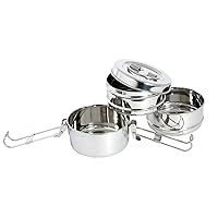 Stainless Steel Traditional Indian Lunch Box, Food Container,Indian Tiffin, Food storage container (Lunch Box 3 Tier)