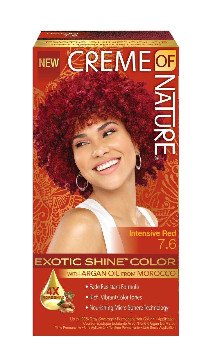 Creme of Nature Exotic Shine Hair Color With Argan Oil from Morocco, 7.6 Intensive Red, 1 Application