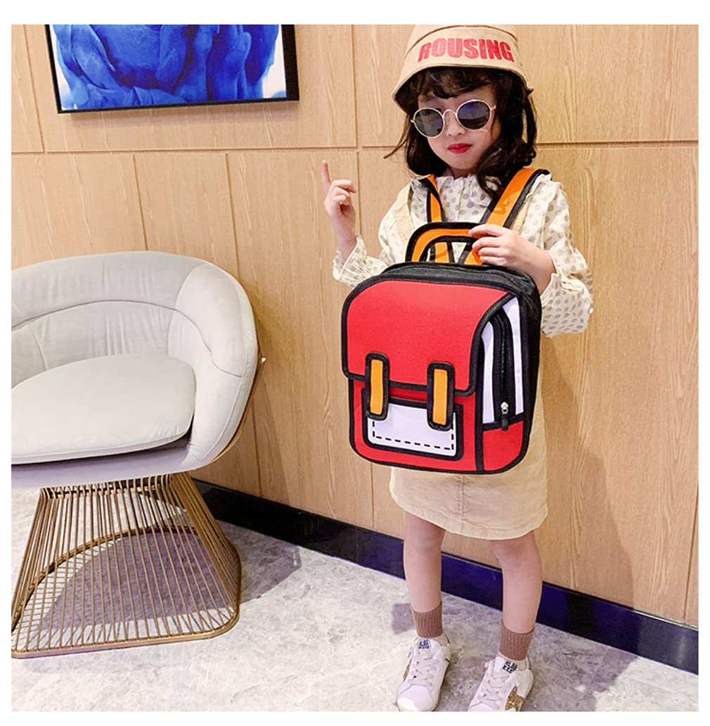 MJUNBOBU Girls Boys Jump Style 3D Backpack 16Inch 2D Drawing Anime Comic Cartoon Backpack Daypack Large (Yellow) (Red)