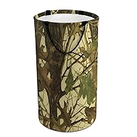 Leaves Camo Hunting Large Laundry Basket Freestanding Waterproof Laundry Hamper with Handle Storage Basket for Dorm Family