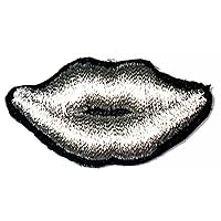 Kleenplus Mini Mouth Patch Silver Lips Patches Embroidered Patches for Clothe Jeans Jackets Hats Backpacks Costume Sewing Repair Decorative