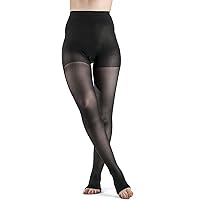 Women’s Style Sheer 780 Open Toe Pantyhose 30-40mmHg - Black - Small Short