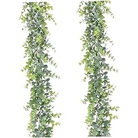 2Pcs Artificial Eucalyptus Garland Faux Eucalyptus Leaves Vines Handmade Plastic Garland Greenery Hanging Plant Wedding Arch Wall Table Party Decor.