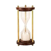 Antique Hourglass Sand Timer with White Sand Nautical Hourglass with Sparkling White Sand Wooden & Brass Vintage Antique Style Antique Nautical Collectors Gift (4