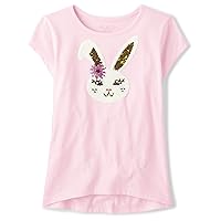 The Children's Place girls Short Sleeve Graphic High Low Top