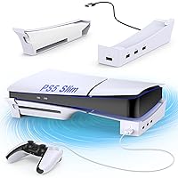 Horizontal Stand Only for PS5 Slim Console with 4-Port USB Hub, Base Stand Accessories for Playstation 5 Slim(Disc & Digital Edition),Holder Skate for PS5 Controller Charging(Not for Regular PS5)