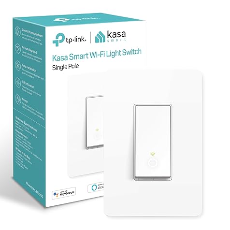 Kasa Smart Light Switch HS200, Single Pole, Needs Neutral Wire, 2.4GHz Wi-Fi Light Switch Works with Alexa and Google Home, UL Certified, No Hub Required , White, HS200