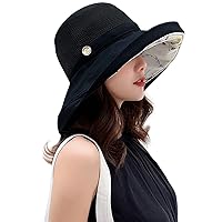 Funtery 4 Pcs Wide Brim Hats for Men Women Two Tone Adjustable Dress Hats with Brim Panama Hat with Buckle