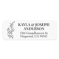 120 PCS Return Address Labels Personalized with Flower Branch, Personalized Custom Name Labels for envelopes, mailing, Wedding, Self-Adhesive Flat-Sheet Family Labels, 2-3/4 x 1