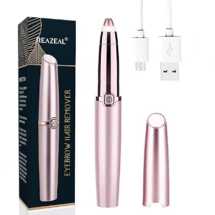 Reazeal Rechargeable Eyebrow Remover Painless-Precision Trimmer Razor Tool for Face Lips Nose Facial Hair Removal for Men Women