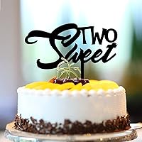 Two Birthday Acrylic Black Cake Topper Sweet Two Second Birthday 2nd Birthday Party Decor Custom Name Any Age Number 2 Years Old Anniversary Birthday Present For Kids Boy Girl
