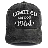 60th Birthday Gifts for Women Men, Vintage 1964 Limited Edition Hats, Embroidered Adjustable Cotton Baseball Cap