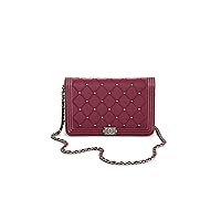 Women's Pre-Loved Chanel Burgundy Boy Wallet On Chain, Burgundy, Red, One Size