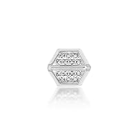 0.07 Carat Round Diamond Hexagon Stud Earring for Men in Stainless Steel 9 mm by Metro Jewelry