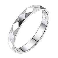 Silvora 925 Sterling Silver Band Rings for Women Men, High Polish Plain Dome Tarnish Resistant Wedding Rings Size 4-12