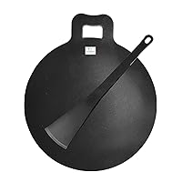 Nakshathra Iron Dosa Tawa Iron Dosa Kallu CookwareLarge Size Dosa Iron Tawa - 14 In with Handle Export Quality, Black