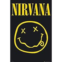 MyPartyShirt Nirvana Smile Poster 36 x 24 Rock Music Logo Band Rock 90s Grunge Gift Wall Art