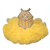 Baby Girls' Off The Shoulder Rhinestones Toddler National Pageant Cupcake Dresses
