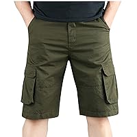 Cargo Shorts Men Combat Work Shorts Summer Casual Solid Color Multi-Pockets Sports Comfy Breathable Knee Length Shorts