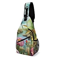 Chest Bag Sling Bag for Men Women Dragonfly Garden Spring Sport Sling Backpack Lightweight Shoulder Bag for Travel