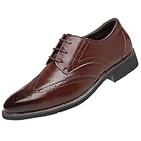 Men's Wingtip Oxford Shoes Classic Brogue Dress PU Leather Lace Up Casual Shoes