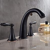 Mixer Tap 3-holes Full Copper Lavatory Bath Sink Faucet Sink Hot Cold Water Tap Black Brushed Brass Toilet Bathroom Bathtub Mixer Taps Split Three-piece Suit Kitchen Waterfall Faucet