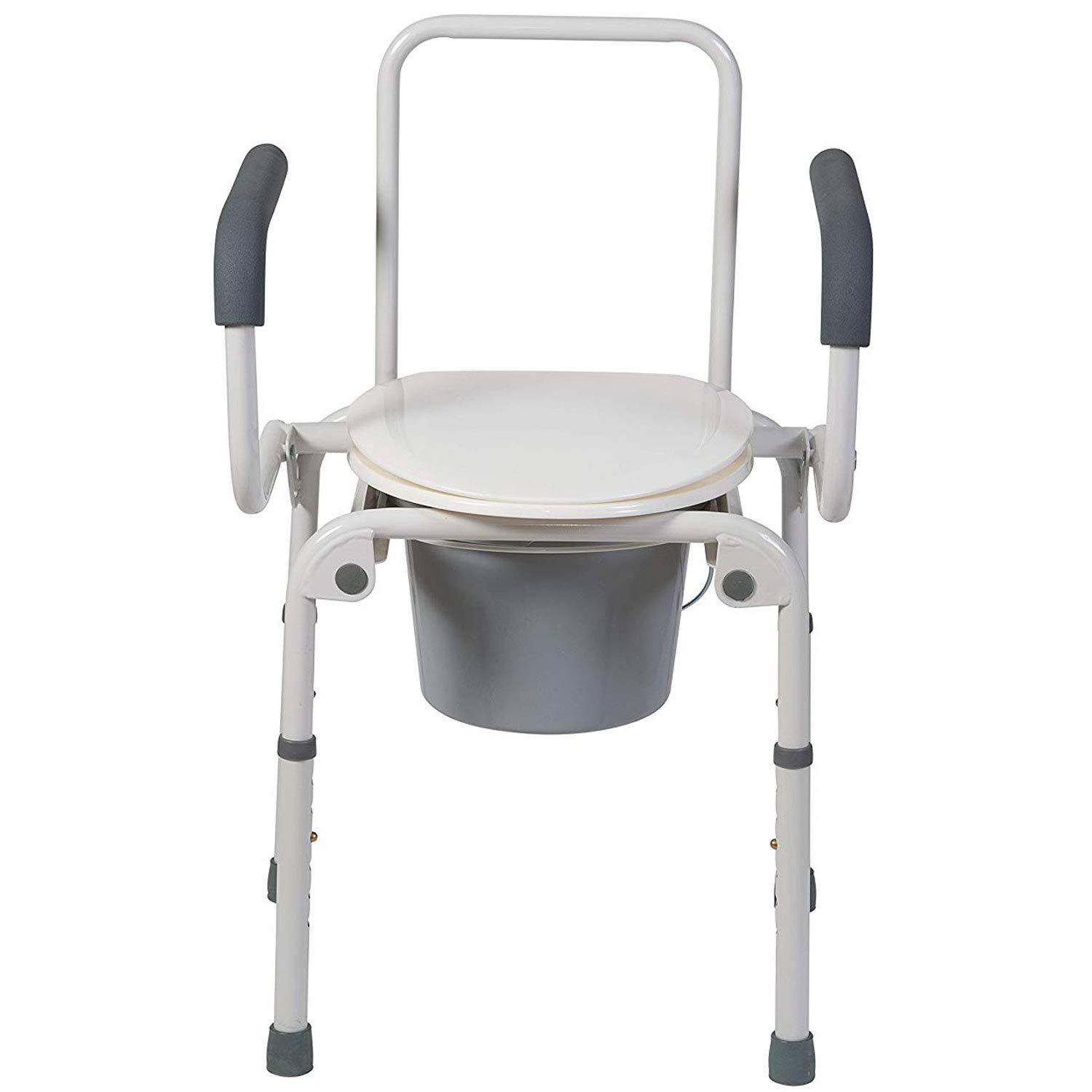 DMI Deluxe Commode for The Elderly, Drop Arm Commode for Easy Transfers, Portable Toilet for Adults, Steel Portable Toilet or Porta Potty, Easy No Tool Assembly, White