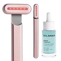 Solawave 4-in-1 Facial Wand and Renew Complex Serum Bundle | Red Light Therapy for Face and Neck | Microcurrent Facial Device for Anti-Aging | Face Massager with Anti-Wrinkle Serum