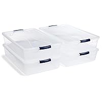 Rubbermaid Cleverstore 41 Quart Stackable Plastic Storage Container Organizer Bin with Latching Lids for Garage, Closet, and Classroom, Clear, 4 Pack