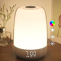 winshine Touch Wake Up Night Light with Sunrise Simulation Alarm Clock, 3 Ways Dimmable Warm White Bedside Lamp for Kid Bedrooms RGB Ambient Table Nightstand Light,Sleep Aid Snooze Timer Mode