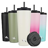 26OZ Insulated Tumbler with Lid and 2 Straws Stainless Steel Water Bottle Vacuum Travel Mug Coffee Cup,Angel White