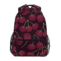 ALAZA Cherry on Black Background Backpack for Women Men,Travel Trip Casual Daypack College Bookbag Laptop Bag Work Business Shoulder Bag Fit for 14 Inch Laptop