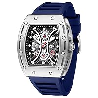 MF MINI FOCUS Men's Watch Fashion Tonneau Wristwatches (Chronograph/Waterproof/Luminous/Calendar) Silicone Strap Quartz Watch for Men