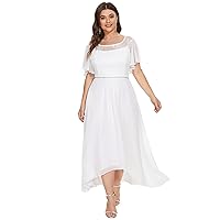 Ever-Pretty Plus Womens Plus Size Lace Illusion Ruffle Sleeves Irregular Hem A Line Chiffon Maxi Evening Dresses 00465-DA