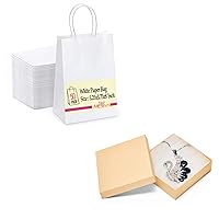 MESHA White Small Paper Bags and Brown Small Jewelry Gift Boxes