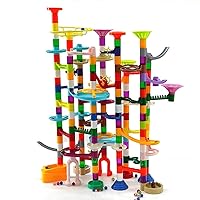 Marble Run - 200Pcs Marble Maze Game Construction Building Toy, Marble Race Set with 30pcs Glow Marble STEAM Building Toys Gift for Kids (Marble run-200)