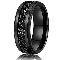 King Will Intertwine 8mm Silver Spinner Ring Stainless Steel Fidget Ring  Anxiety Ring for Men gold curb chain Inlay 7