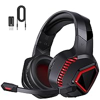 Wireless Gaming Headsets for PS5, PS4, Mac, Switch, PC, 2.4GHz Wireless Gaming Headphones, Bluetooth 5.2, Adjustable Noise Canceling Microphone(Red)
