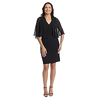 London Times Women's Plus Size Polished Sheath Dress with Jacket Cardigan Office Career Guest of Mother of The Bride, Black