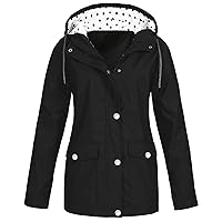 Women's Raincoats With Hood Lightweight Outdoor Waterproof Windbreaker Solid Trench Coat Jacket Plus Size, S-5XL