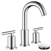 Widespread Bathroom Sink Faucet with Drain and Supply Hose, Chrome 3 Hole Faucet for Bathroom Sink, ChiLDano Polished Chrome 2-Handle Bathroom Faucets CH2183CP
