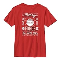 STAR WARS Mandalorian Christmas Merry Force Be with You Boys T-Shirt