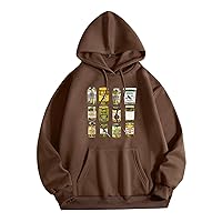 Novelty Canned Pickle Print Hooded Sweatshirt Women Funny Pickle Jar Graphic Hoodie Casual Long Sleeve Pullover Tops