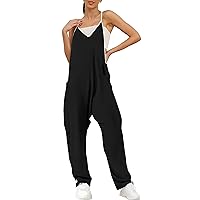 Women's Jumpsuits Casual Summer Rompers V Neck Sleeveless Loose Spaghetti Strap Jumpers with Pockets 2024